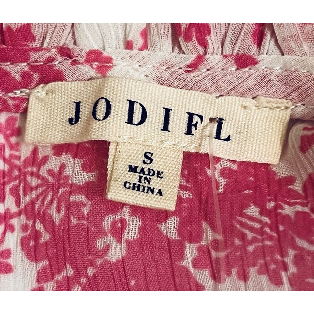 Anthropologie JODIFL Pink/White Floral Top Puff Sleeve Ruffle Collar S NWT - Picture 7 of 9